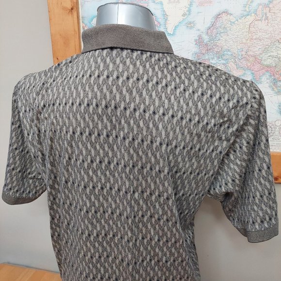 Bobby Jones Tan/ Black Patterned Polo Golf Shirt with logo Cotton Men's X-Large - Picture 7 of 12